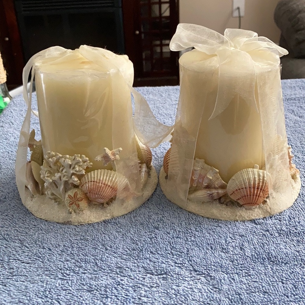 2 Seashell candle holder